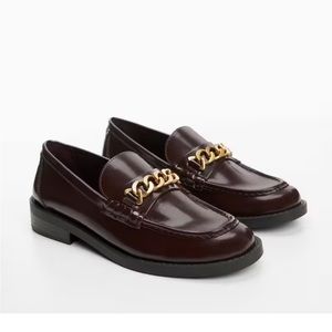 Mango chain loafers in rich chocolate brown